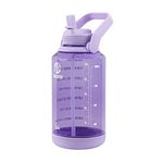 Takeya Premium Quality Motivational Water Bottle with Straw Lid, Times to Drink, BPA-Free Tritan Plastic, 64 Ounce, Vivacity Purple