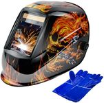 JustHot Large Viewing Welding Helmet 4 Arc Sensor Welding Hood 3.94"x3.15" True Color Solar Powered Welding Mask 1/1/1/1 Optical Clarity Wide Shade 5-9/9-13 Welding Hood (JH-WD05)