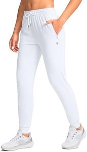 G Gradual Women's Joggers Pants with Zipper Pockets Tapered Running Sweatpants for Women Lounge, Jogging (White, XX-Large)