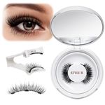 QUEWEL Magnetic Eyelashes Natural Look, Magnetic Lashes without Eyeliner, Reusable Magnetic Eyelashes kit Soft Magnetic Half Lashes with Applicator, Eyelash Magnetic Easy to Use at Home (Mag-Style B)