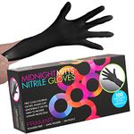 FRAMAR Black Nitrile Gloves – Black Disposable Gloves, Cleaning Gloves, Mechanic Gloves, Plastic Gloves Disposable (Medium)