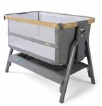 Tutti Bambini CoZee® Breeze (2025) - 2-in-1 Next To Me Crib & Standalone Baby Cot - Bedside Crib with 6 Height Levels, Easy Travel Set Up, Castors & Mattress Included (0-6 Months) - Oak/Charcoal