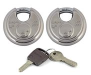 Europa Stainless Steel Disc Padlock Twin Pack (P370SSTW) | Heavy Duty Anti-Cut Security Locks with Keys | Durable Corrosion-Resistant Lock for Gates, Shutters, Lockers, Storage & Outdoor Use
