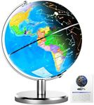 JOWHOL 8'' Illuminated World Globe with Constellation Night Light, Easy to Read HD Text Educational Earth Globe for Children with Heavy Stand, Student Kids Geography Gift