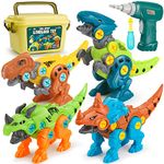 Dreamon Take Apart Dinosaur Toys for Kids 5-7 and 3-5 - Dino Building Toy Set for Boys and Girls with Electric Drill Strorage Box - Construction Play Kit Stem Learning Gifts for Kids