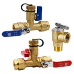 VAV 3/4-Inch IPS Isolator Tankless Water Heater Service Valve Kit, with Pressure Relief Valve, CSA LISTED, Clean Brass & NPT Thread