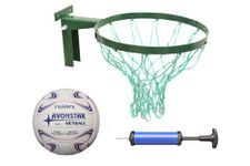 Deal Package Strong Netball Hoop INCLUDES size 5 netball and Pump Robust Hoop made in Britain, Regulation, Green