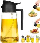 2 In 1 Oil Dispenser And Oil Sprayer, Oil Sprayer for Cooking, Cooking Oil Dispenser Sprayer, Oil Dispenser for Kitchen Spray, 2in1 Glass Olive Oil Dispenser Bottle,Kitchen, Salad (Black - 470ML)