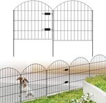 FOREHOGAR Metal Garden Fence with Gate 28in (H) x 11.7ft (L), 1 Gate + 4 Panels Rustproof Border Fence Animal Barrier for Dogs, No Dig Garden Fencing for Yard Backyard Landscape, ECG2827 Black