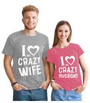 Funny Husband & Wife Couples Gift Anniversary/Newlywed Matching Set T-Shirts Man Gray X-Large/Woman Pink Medium