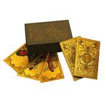 FOILCARD Gold foil Tarot Cards Deck with Paper Guidebook Back Sun Style 78Pcs Fate Forecasting Game Rider Cards for Beginners Expert Readers Family Game