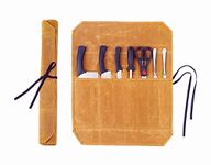 Denifiter Knife Cases Organizer-Durable 16OZ Waxed Canvas Knife Roll Construction-7 Pockets - (Khaki)