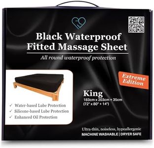 Extreme King Black Waterproof Fitted Massage Sheet & Protector - Safe Against Oil & Silicone - Hypoallergenic (183cm x 203cm +35cm)