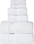 SENSES by Riba 703 GSM 6 pcs Towels Set - All Cotton Zero Twist Premium Hotel & Spa Quality Highly Absorbent (2 Bath Towels, 2 Hand Towel and 2 Wash Cloth) - White