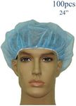 Starryshine 100 PCS-24, Blue Disposable Bouffant Caps, Spun-Bounded Poly, Hair Head Cover Net, Non-Woven, Medical, Labs, Nurse, Tattoo, Food Service, Health, Hospital Alcohol Pads Included