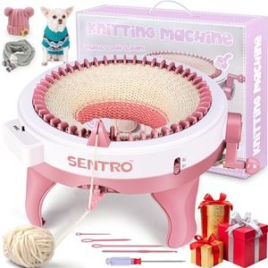 Oduvis 48 Needles Knitting Machine with Row Counter, Efficiently Knitting Loom Machine with 2 Weaving Methods, DIY Rotating Double Knitting Loom Machine Kit for Hats Gloves Scarves Sock Gift