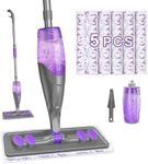 IOPRETTY Spray Mop with Disposable Pads - Wet Dry Floor Mops for Hardwood Floor Cleaning - Flat Mop with Refillable Sprayer for Tile Wood Laminate Vinyl Kitchen - 5 Refills for Swiffer Powermop