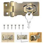 ADERTOS 2.5 Inch Keyed Hasp Lock Hasp and Staple with Padlock, Heavy Duty Shed Lock Door Lock Hasp Twist Knob Keyed Locking Hasp Safety Door Clasp Gate Lock with Key for Cabinets Gate -Vintage Bronze