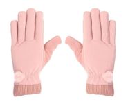 Waterproof Gloves with Touch Screen Fur Winter Gloves for Snow, Minus Degree, Ski Gloves, Riding Gloves, Trekking Gloves with Elastic Cuff for Women (PEACH)