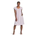 Miss Elaine Nightgown - Women's Silkyknit Short Gown, Lace Trim Short Sleeves, Sleepwear, White Dot on Pink, 1X