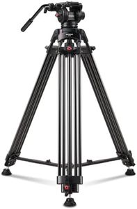 RAUBAY 70.8" Professional Heavy Duty Video Camera Tripod with Fluid Head, QR Plate for DSLR Camcorder, Max Loading 17.6lbs, Aluminum Twin Tube Leg with Metal Mid-Level Spreader DV-1 PRO