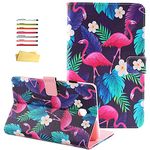 UUcovers Case for Samsung Galaxy Tab A 8.0 2018 Release SM-T387 Verizon/Sprint/T-Mobile/AT&T, Multi-Angle Viewing Stand PU Leather Folio Magnetic Cover with Pencil Holder Pockets, Palm Leaf Flamingo