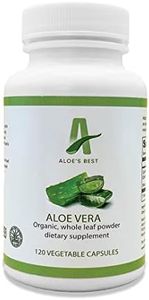 Aloe’s Best Organic Aloe Vera Capsules, 120 Veggie Caps, Pure Natural Whole Leaf Powder Supplement, Anti-Inflammatory Supports Healthy Digestion, Skin, Hair, and Nails