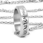 Fanstown Kpop Stray Kids Finger Ring Member Name and Birtday Engraved Ring with Necklace For Unisex Child