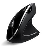 Perixx PERIMICE-813B Bluetooth Vertical Mouse - Wireless 3-in-1 Multi-Device Technology - Travelling Carry Bag - Black - Right-Handed Design