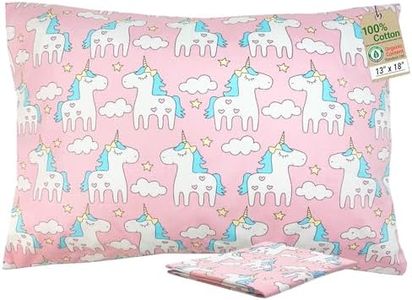 Toddler Pillow with Pillowcase - Baby Pillows for Sleeping, 13" x 18" Soft Breathable Kids Pillow for Crib, Toddler Bed, Travel, Organic Cotton, Machine Washable, Small Pillow for Kids, Pink Unicorn