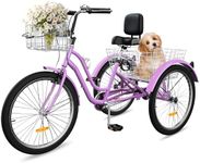 YITAHOME Adult Tricycle, 24 & 26 Inch 3-Wheel Bikes, 1 & 7 Speed Trike for Adults, Low Step-Through Cruiser Bike with Front and Rear Baskets, Large Seat with Backrest for Seniors, Women, Men