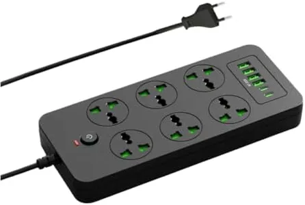 European Travel Plug Adapter, XYZCREAT Universal Power Adapter with 6 USB (2 USB C) Ports, 3000w, 110-240v, 6ft Type C International Plug Adapter, US to Italy Spain France European Travel Must Haves