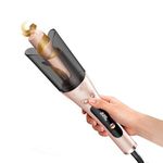 LANDOT Hair Curler Automatic 1-inch - Easy-to-Use Self Curling Wand, Ceramic Dual Voltage Curling Iron for Women, Effortless Curls, Anti-Scald, Tangle-Free, Adjustable Temp, Rose Gold