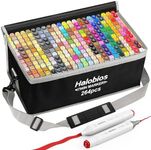 Halobios 264 Colors Marker Set, Permanent Alcohol Markers, Dual Tip Fine & Chisel Colouring Pens for Drawing Sketching Colouring Books, Art Marker for Adults Artists, Storage Bag with Shoulder Strap