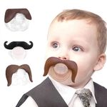 3Pcs Mustache Pacifier for Baby, Gentleman Mustache Pacifier Cute Novelty Baby Stuff for Newborn Infant, BPA Free Latex Free Made with Soft Silicone (Coffee&Black)