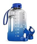 AQUAFIT 2 Litre Water Bottle with Straw - Water Bottle 2L with Time Marker - Half Gallon Big Water Bottle with Straw - Large Water Bottle For Gym - Blue Fade