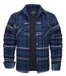 KEFITEVD Men's Flannel Cotton Shirts Padded Lumberjack Top Long Sleeve Checked Print Worker Winter Coat,Blue Grey,XL