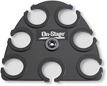 On-Stage MSA2700 Multi-Mic Holder (Microphone Organizer and Display for Handheld, Dynamic, Wired, and Wireless Mics, Silicone Padding, Mounts to 5/8"-27 or 3/8"-16 Threaded Stands, Aluminum, Black)