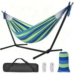 Yardlab 9Ft Double Hammock with Space Saving Steel Stand for Travel Beach Yard Outdoor Camping
