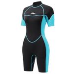 AICARSHI 3mm Shorty Wetsuit for Women - Neoprene Dive Skin Back Zip Scuba Diving Suit One Piece Wet Suits Full Body Rash Guard for Diving Snorkeling Surfing Swimming, X-Small