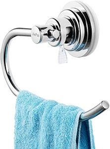JiePai Vacuum Suction Towel Holder,Modern Shower Towel Ring,Washcloth Hand Towel Holder for Bathroom Kitchen Drill Free,Chrome