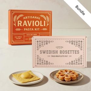 Cooking GiftS - Holiday Baking & Pasta Gift Bundle – Swedish Rosettes Iron Set & Artisanal Ravioli Maker Press – Unique Holiday Cooking Gifts for Women, Moms & Home Chefs, Christmas Baking Set