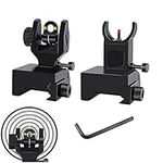 Fiber Optics Flip Up Iron Sight Front Red Dot Sight and Rear Green Dot Sight Fit Picatinny Weaver Rails