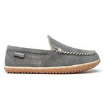 Minnetonka Men's Double Bottom Fleece Moccasins, all grey, 7.5 US