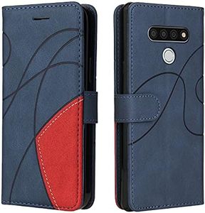Fatcatparadise Coque pour LG Stylo 6, Etui en Cuir PU Portefeuille Housse Fermeture Magnétique und Flip Protection Case avec Antichoc TPU, Etui à Rabat, Fentes pour Cartes (Bleu)