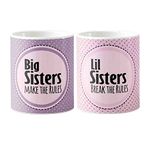 Designer Unicorn Printed Ceramic Coffee Mugs Big Sisters Make The Rules/Lil Sisters Break The Rules Set of 2 (White Mugs)