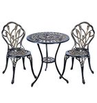 3 Piece Outdoor Tulip Set - Run.SE Bistro Table Set, Patio Table and Chairs Furniture with Umbrella Hole, Rust-Resistant Cast Aluminum Tulip Design (Antique Copper)