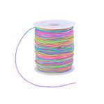 Elastic Cord, Beading Cords Threads, Rainbow Color Stretch String Cord, Fabric Crafting String for Bracelet, Jewelry, Necklace, Craft Making, Braided Hair Tie, Pony Beads Toys String Cord(1mm, 100m)