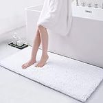 Smiry Luxury Chenille Bath Rug, Extra Soft and Absorbent Shaggy Bathroom Mat Rugs, Machine Washable, Non-Slip Plush Carpet Runner for Tub, Shower, and Bath Room(17''x47'', White)