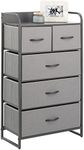 mDesign Tall Dresser Storage Chest - Vanity Furniture Cabinet Tower Unit for Bedroom, Office, and Closet - Textured Print - 5 Removable Drawers - Light Gray/Matte Gray